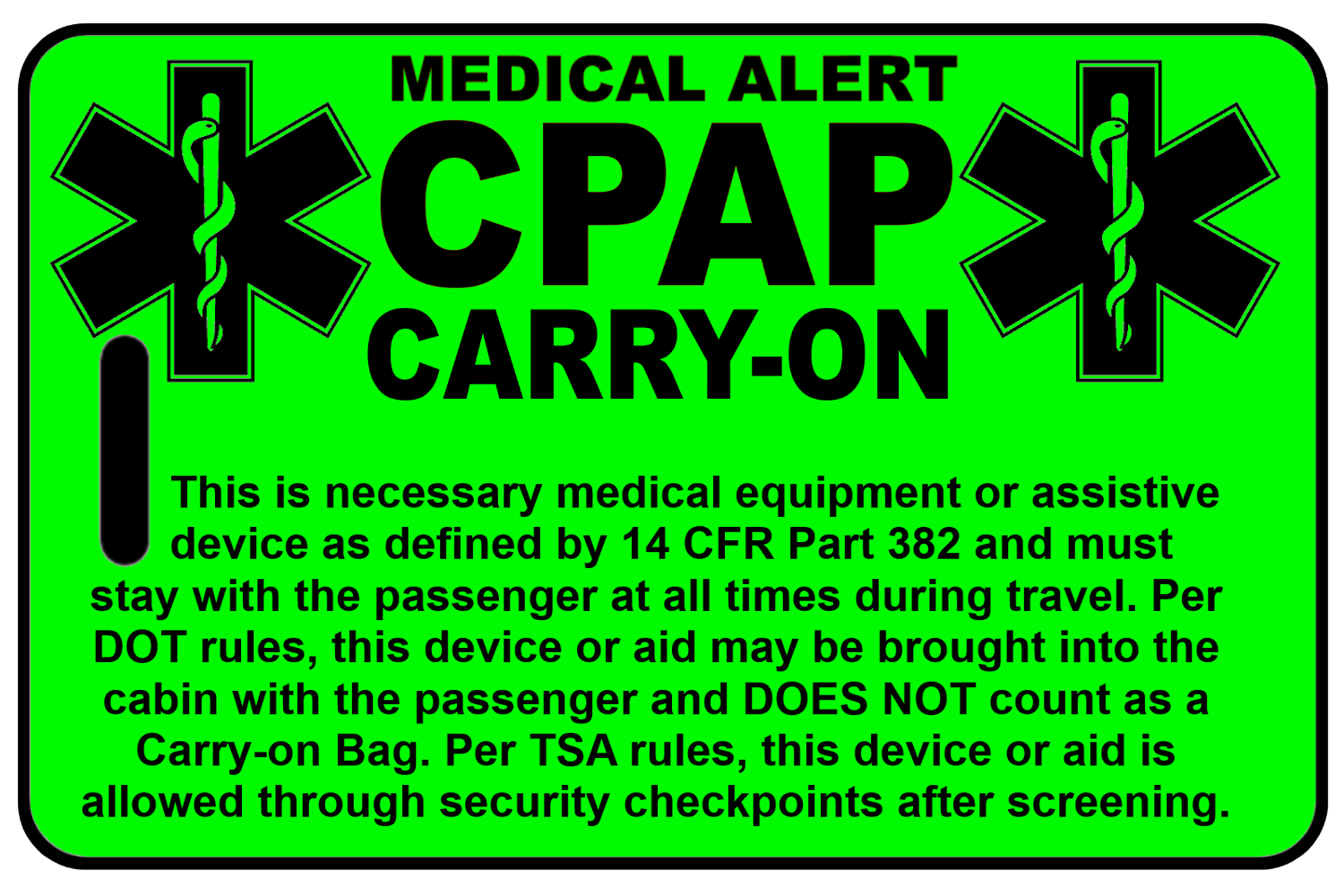Carry-On Hi-Viz CPAP, Tag Color: Hi-Viz Green