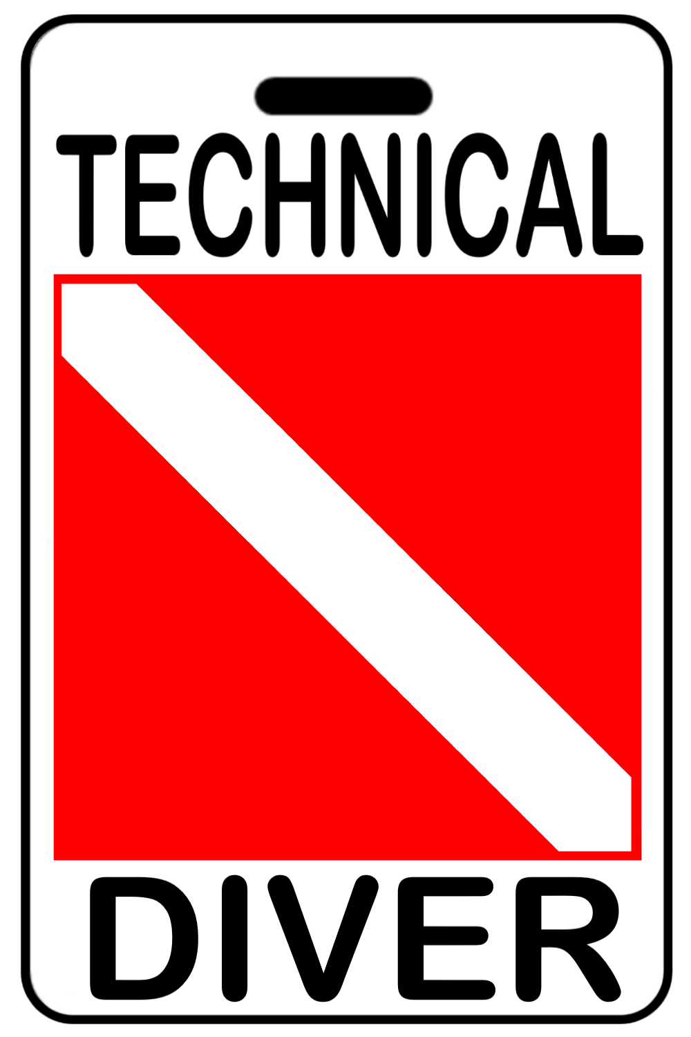 Technical Diver with SCUBA Flag Technical Diver with SCUBA Flag, Tag Color: White