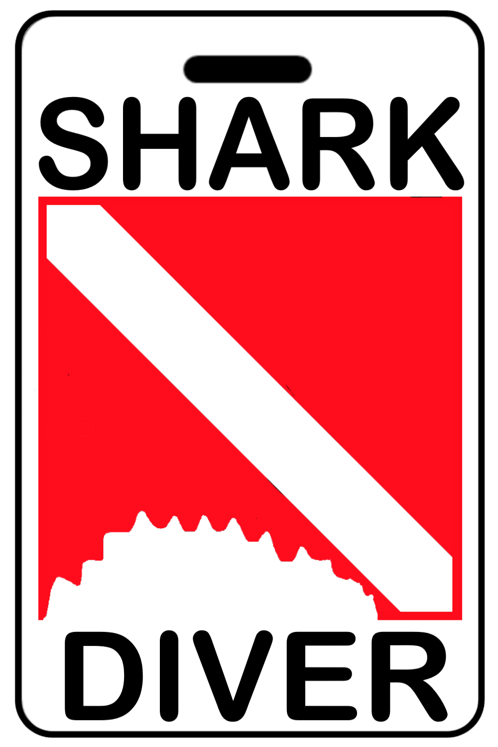 Shark (Bite) Diver with SCUBA Flag, Tag Color: White