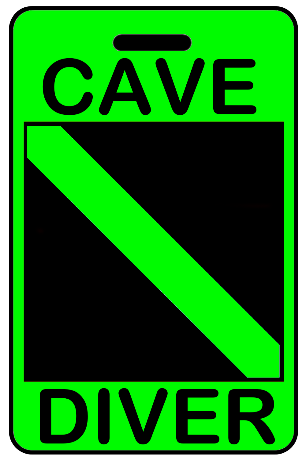Hi-Viz Cave Diver with SCUBA Flag, Tag Color: Hi-Viz Green