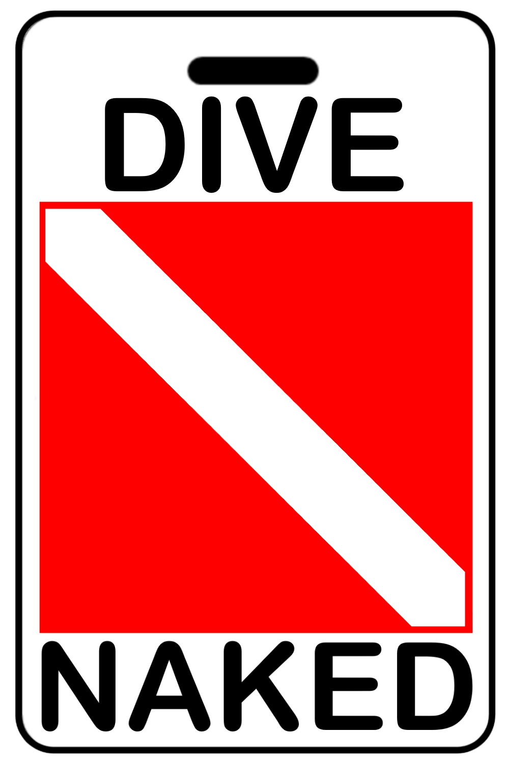 Dive Naked with SCUBA Flag, Tag Color: White