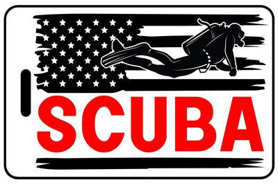 US Flag with Diver and Red SCUBA US Flag with Diver and Red SCUBA