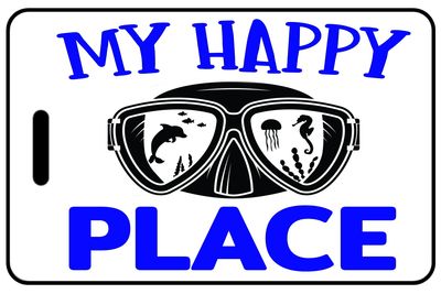 My Happy Place with Blue Text