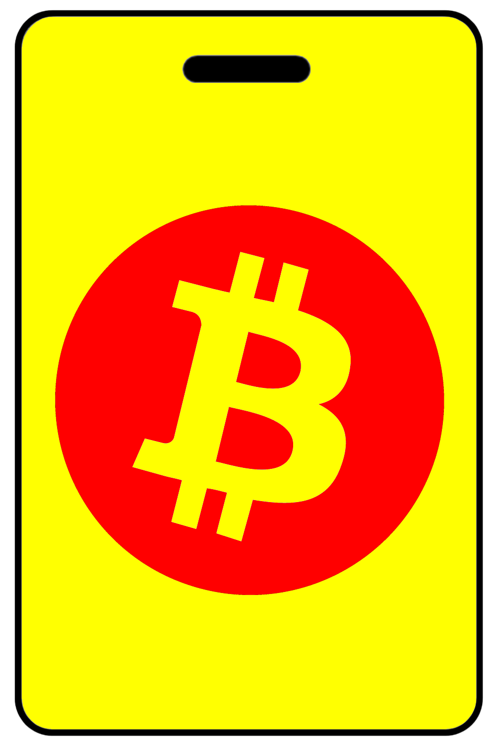 Bitcoin Logo in Red Bitcoin Logo in Red, Tag Color: Safety Yellow