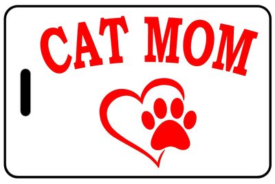 Cat Mom with Heart and Paw in Red