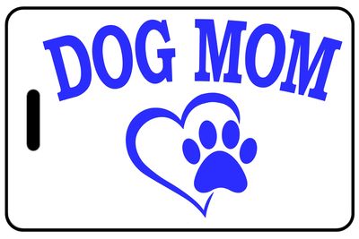 Dog Mom with Heart and Paw in Blue
