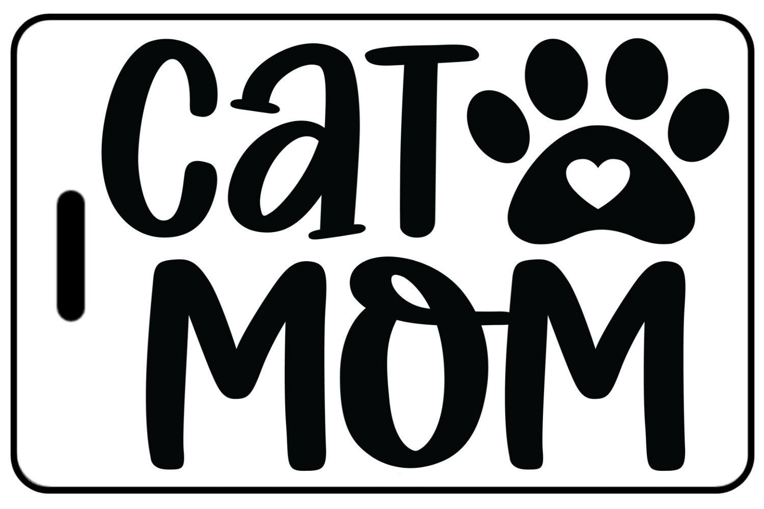 Cat Mom with Paw, Tag Color: White