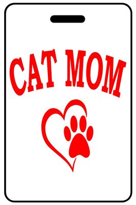 Cat Mom and Heart with Paw in Red  - Portrait