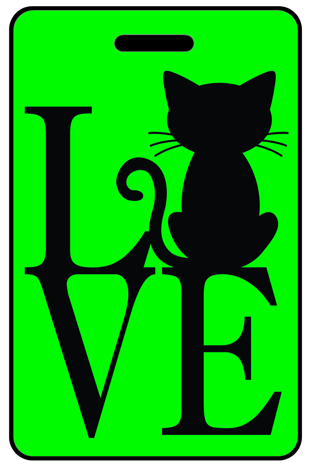 Hi-Viz Love with Cat, Tag Color: Hi-Viz Green