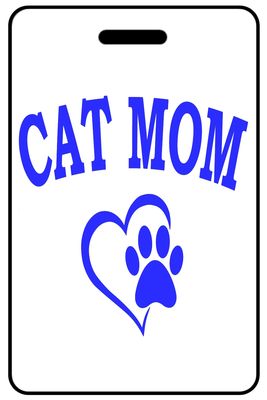 Cat Mom with Heart and Paw in Blue  - Portrait