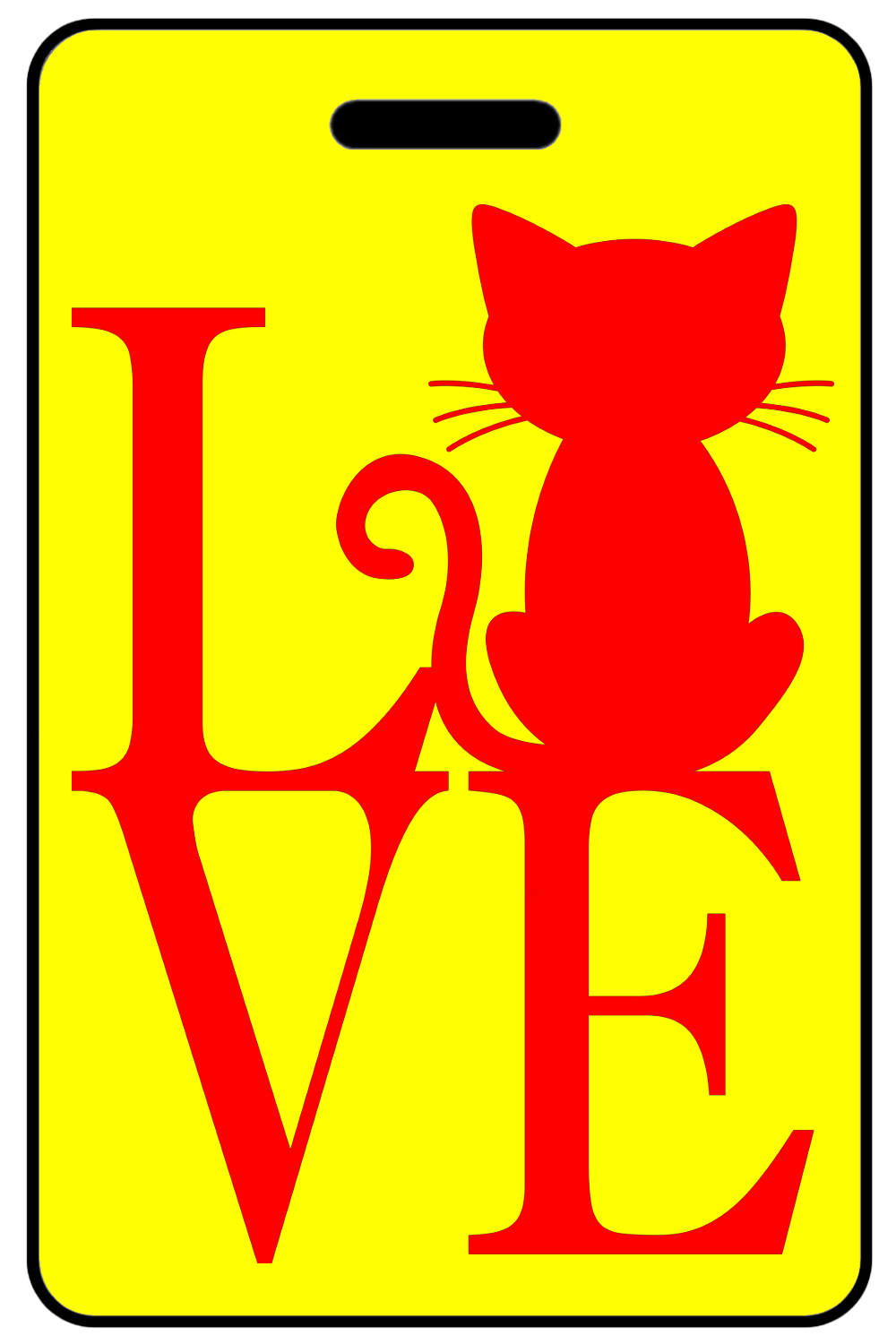 Love with Cat in Red, Tag Color: Safety Yellow
