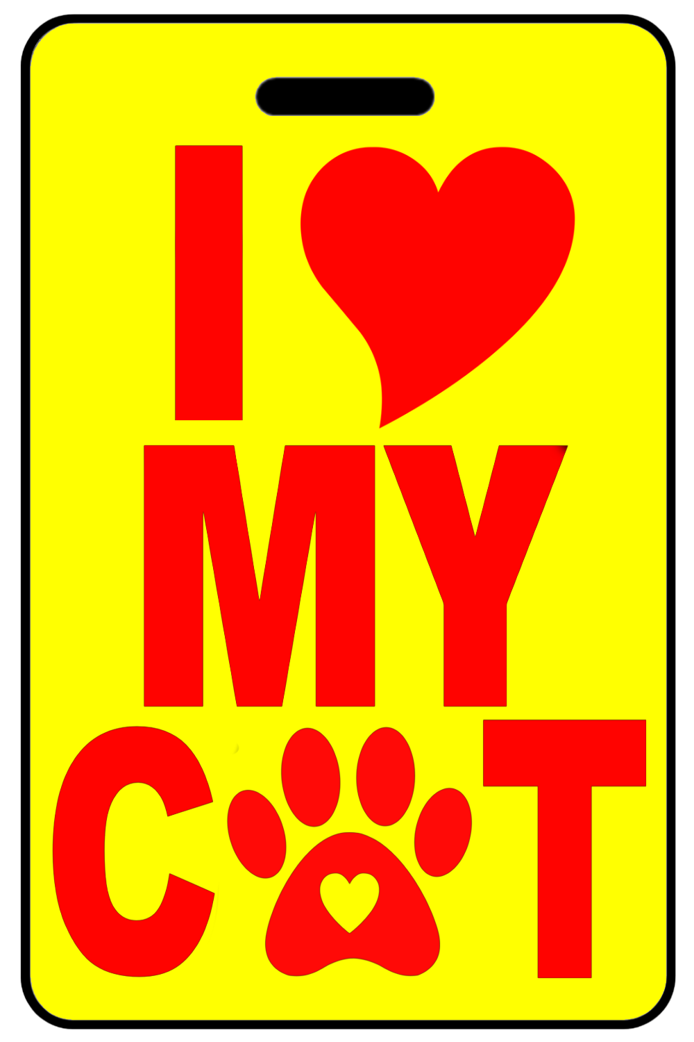 I Heart My Cat in Red, Tag Color: Safety Yellow