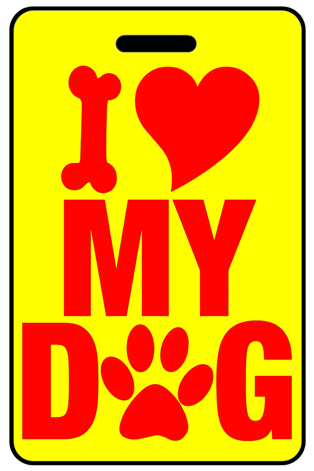I Heart My Dog in Red, Tag Color: Safety Yellow