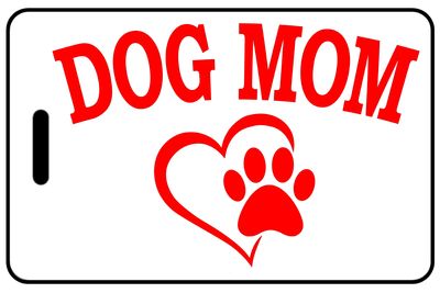 Dog Mom with Heart and Paw in Red