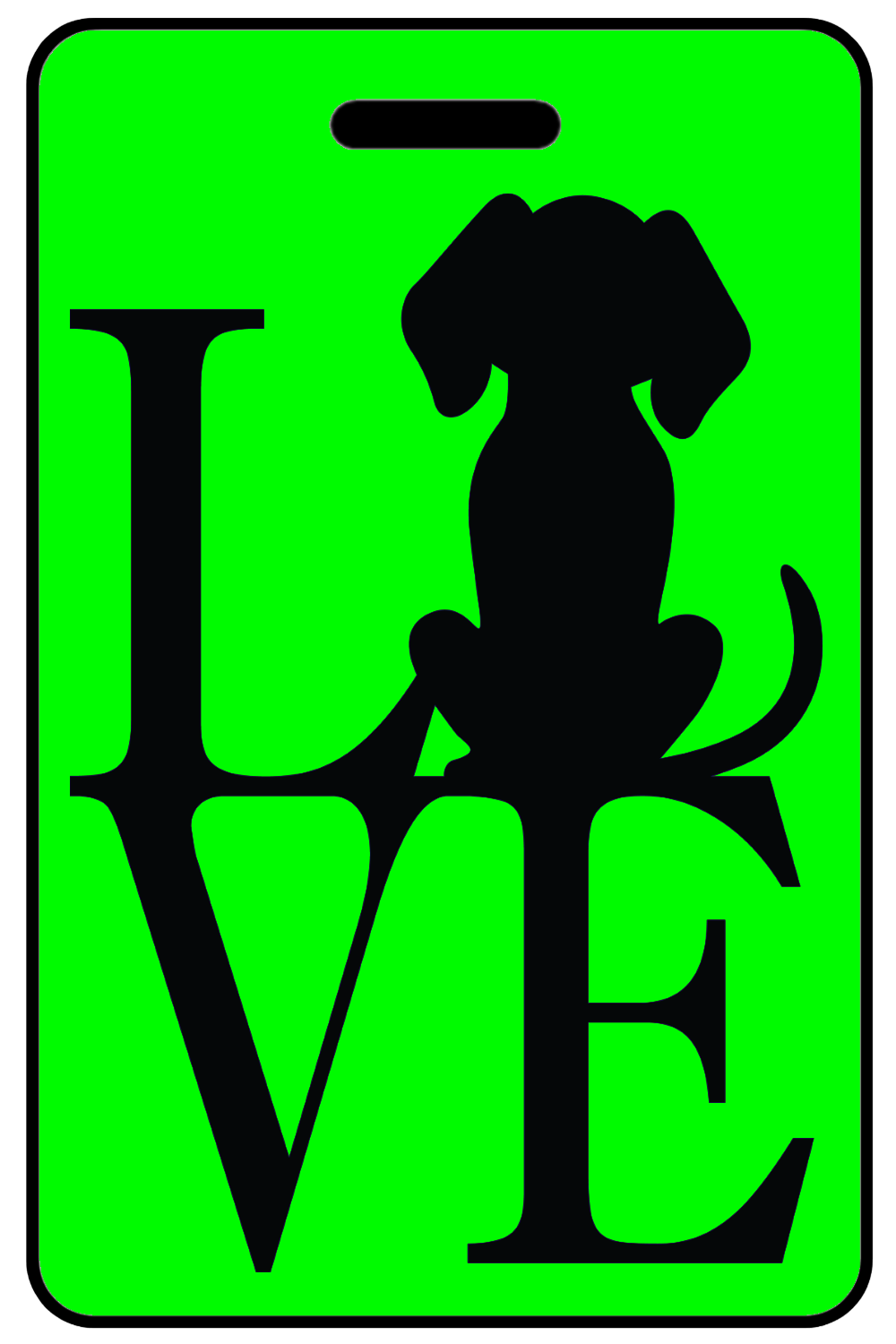 Hi-Viz Love with Dog, Tag Color: Hi-Viz Green