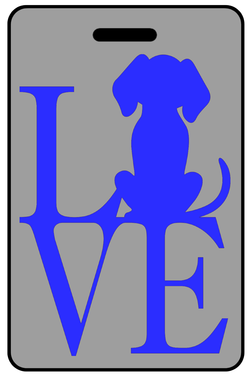 Love with Dog in Blue, Tag Color: Lo-Viz Gray