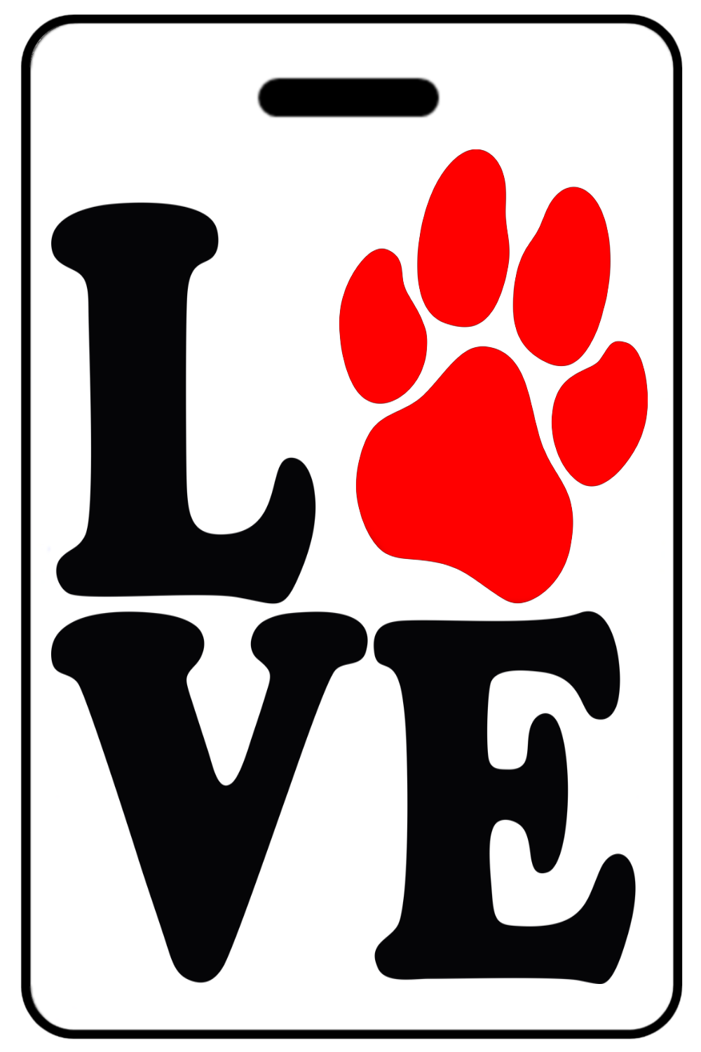 Love Paw Print, Tag Color: White