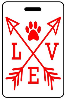 Love with Paw Print in Red