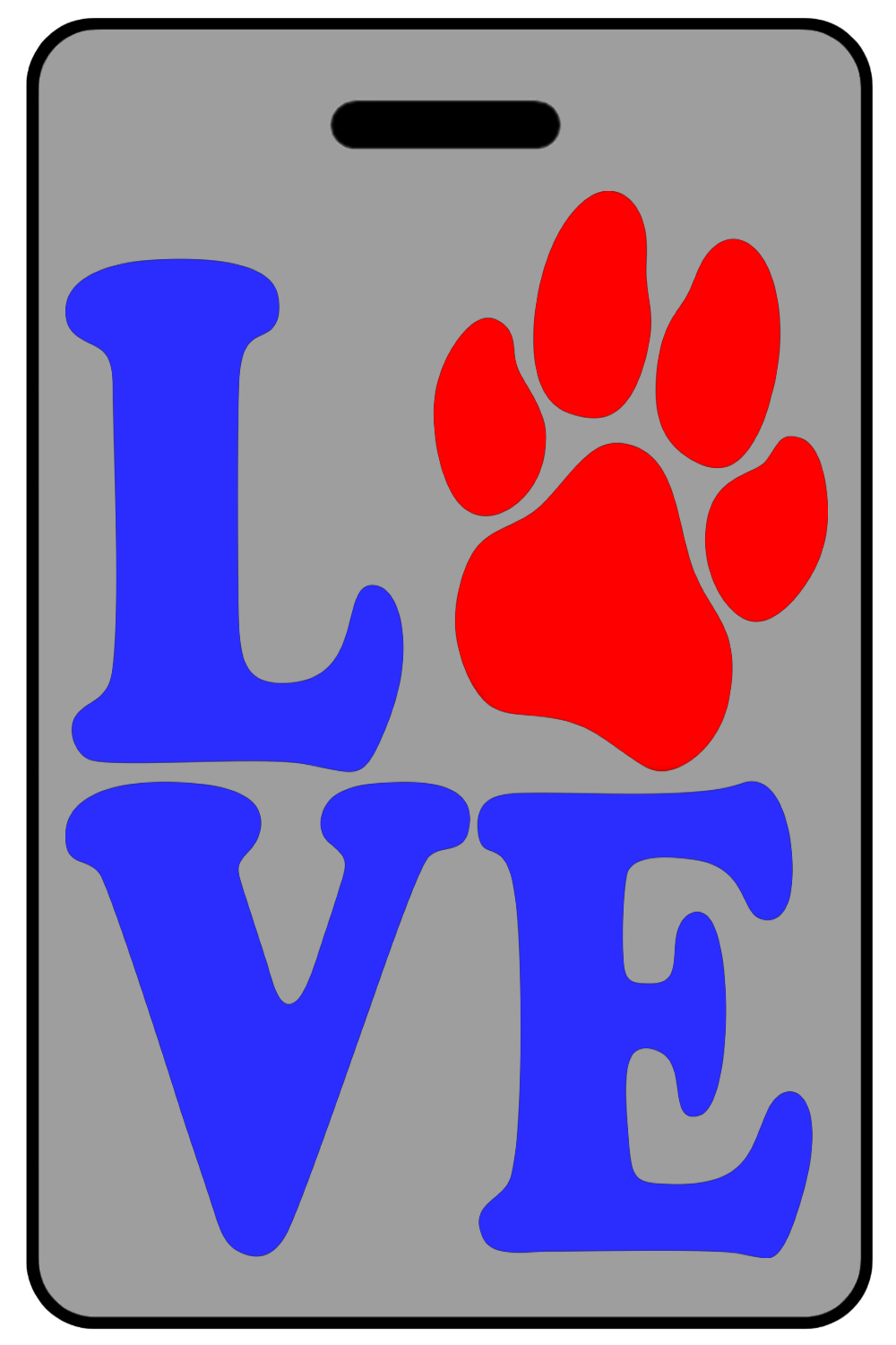 Love Paw Print in Blue, Tag Color: Lo-Viz Gray