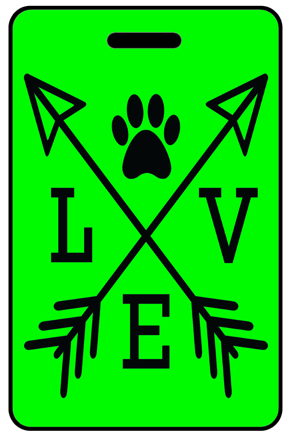 Hi-Viz with Love Paw Print, Tag Color: Hi-Viz Green