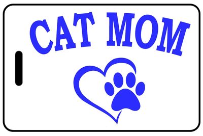 Cat Mom with Heart and Paw in Blue
