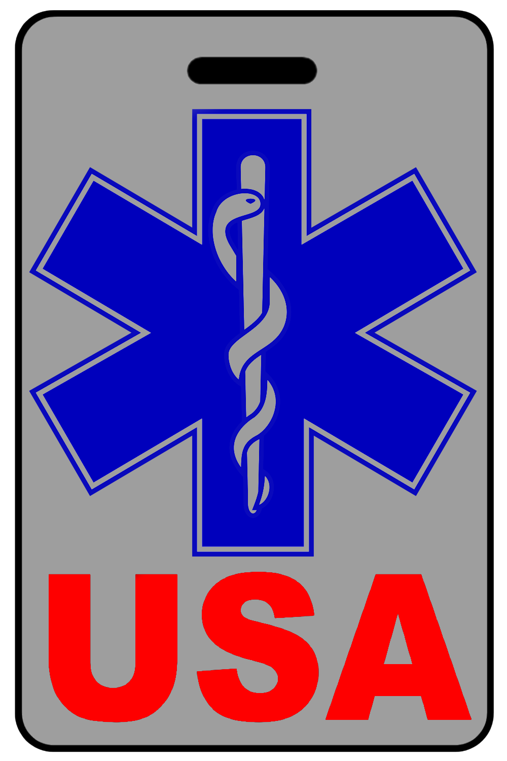 USA with Blue Star of Life, Tag Color: Lo-Viz Gray
