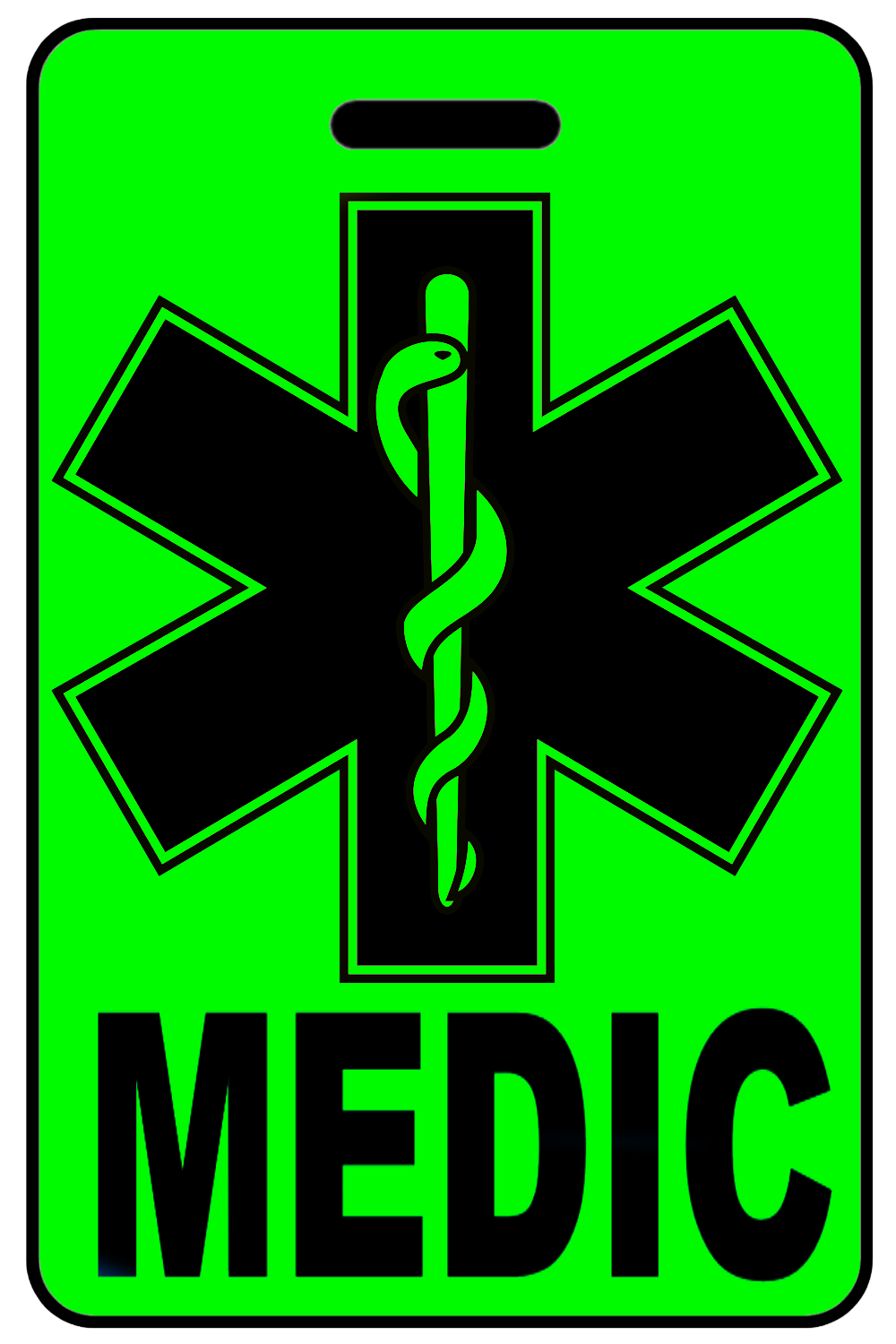 Hi-Viz Medic with Star of Life, Tag Color: Hi-Viz Green
