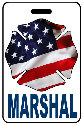 Marshal with Patriotic USA Wavy Flag Firefighter Cross