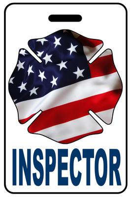 Inspector with Patriotic USA Wavy Flag Firefighter Cross