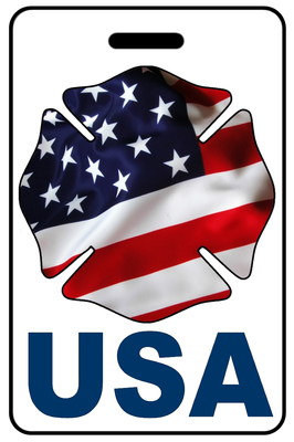 USA with Patriotic USA Wavy Flag Firefighter Cross