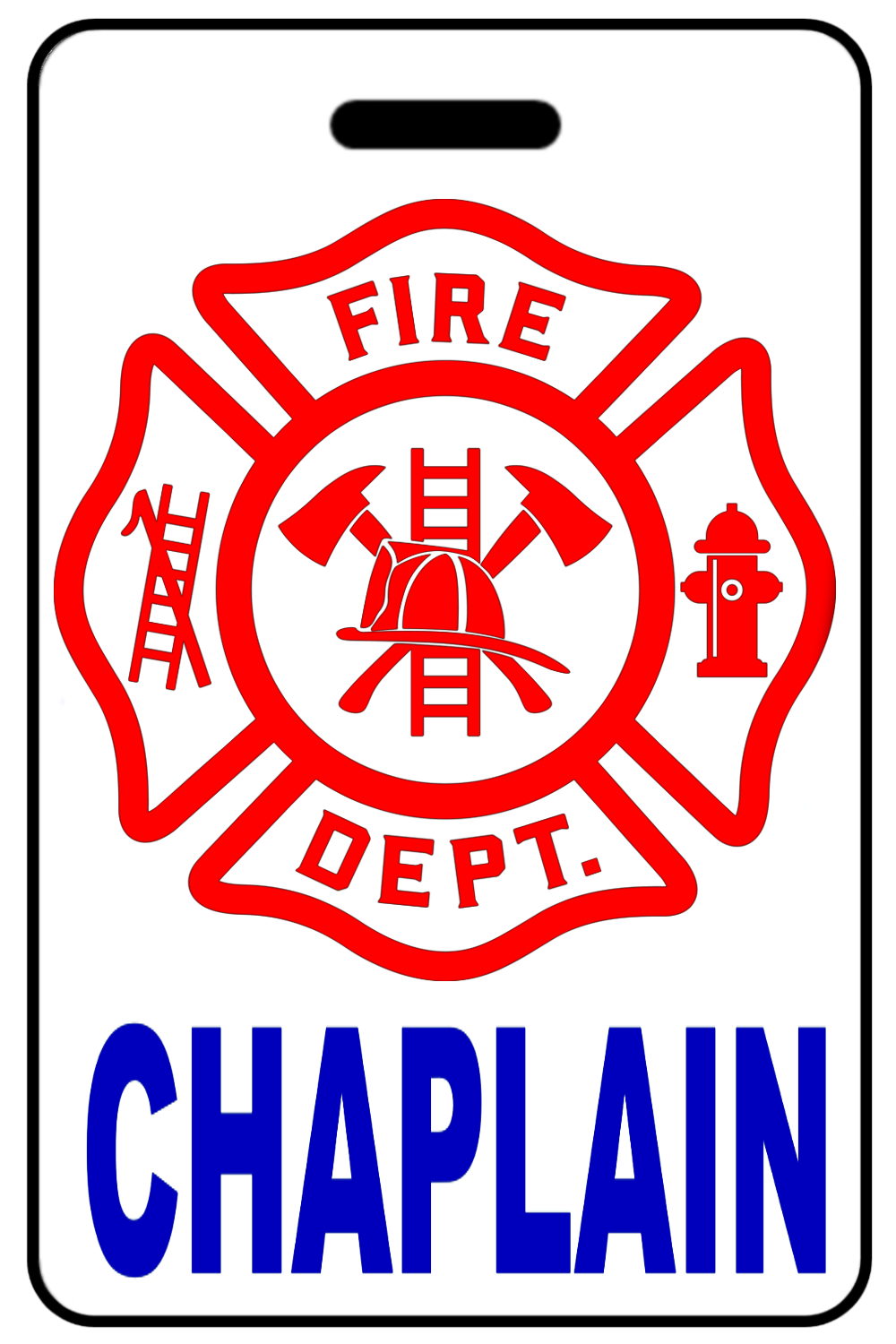 Chaplain with Firefighter Cross, Tag Color: White