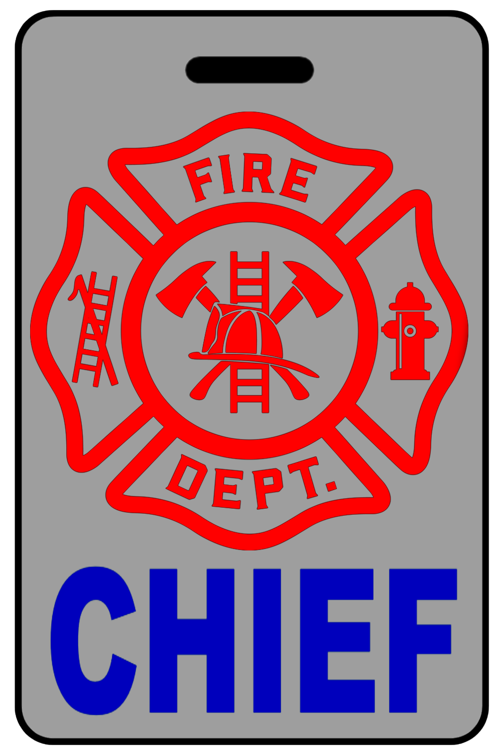 Chief with Firefighter Cross (Blue), Tag Color: Lo-Viz Gray