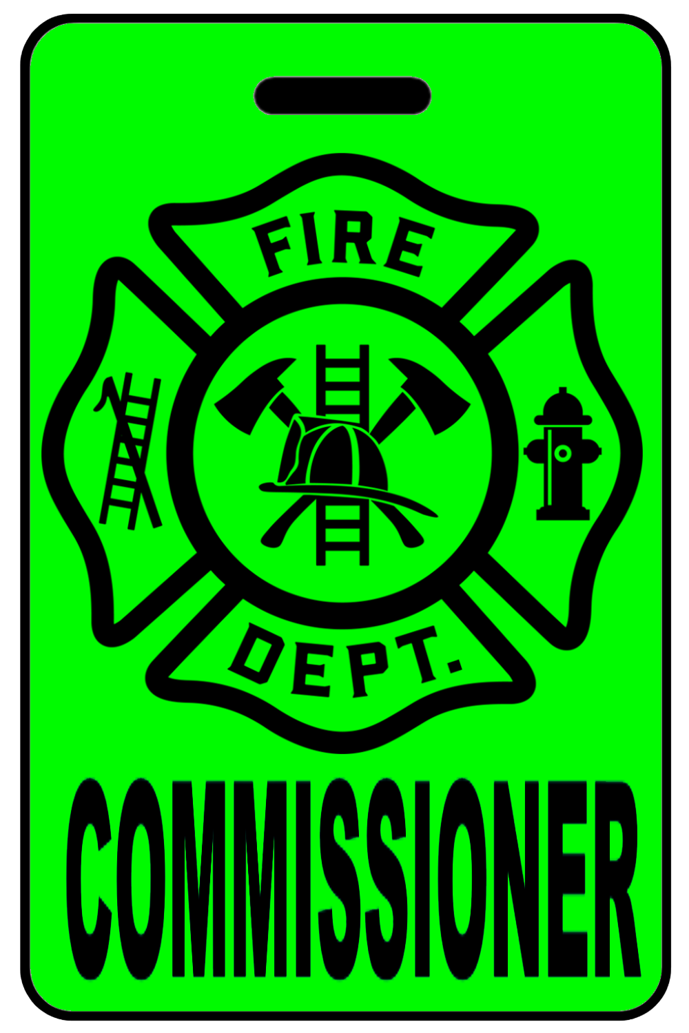 Hi-Viz Commissioner with Firefighter Cross, Tag Color: Hi-Viz Green