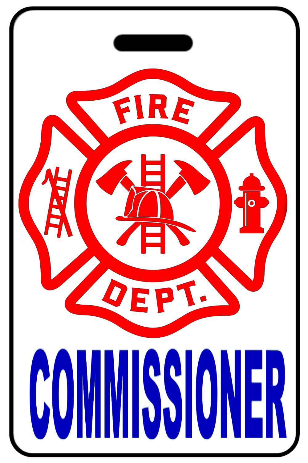 Commissioner with Firefighter Cross, Tag Color: White