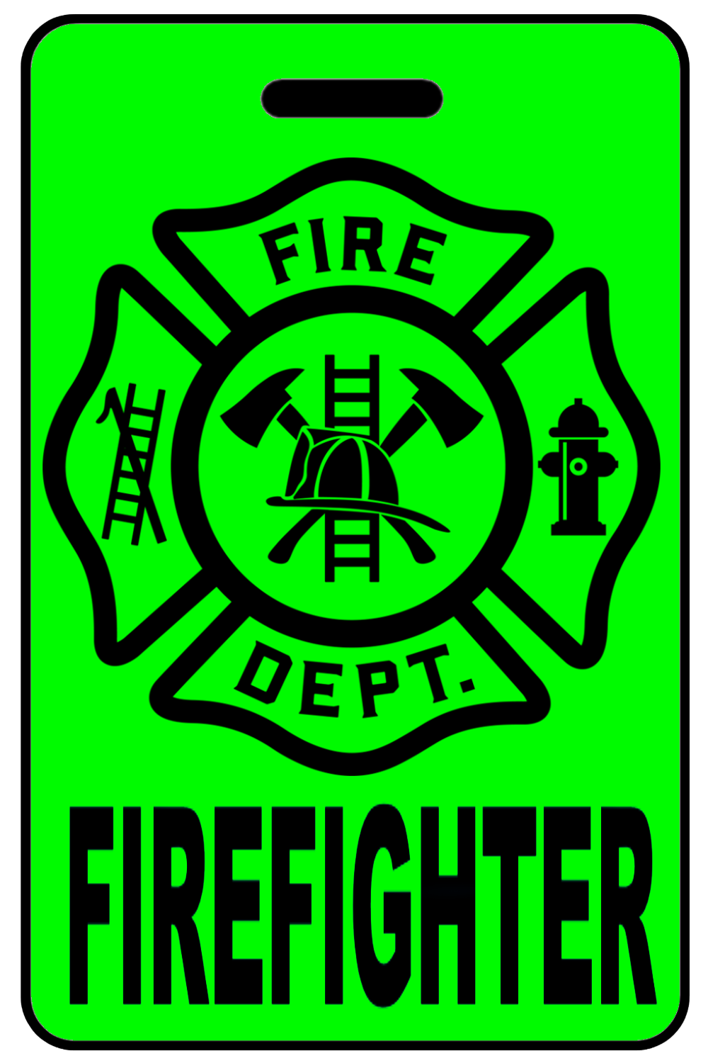 Hi-Viz Firefighter Cross, Tag Color: Hi-Viz Green