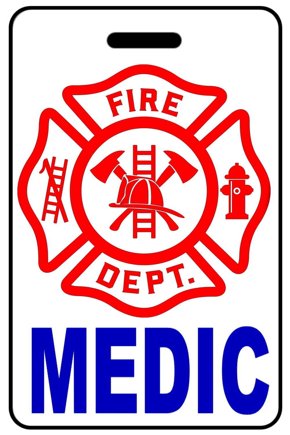 Medic with Firefighter Cross, Tag Color: White