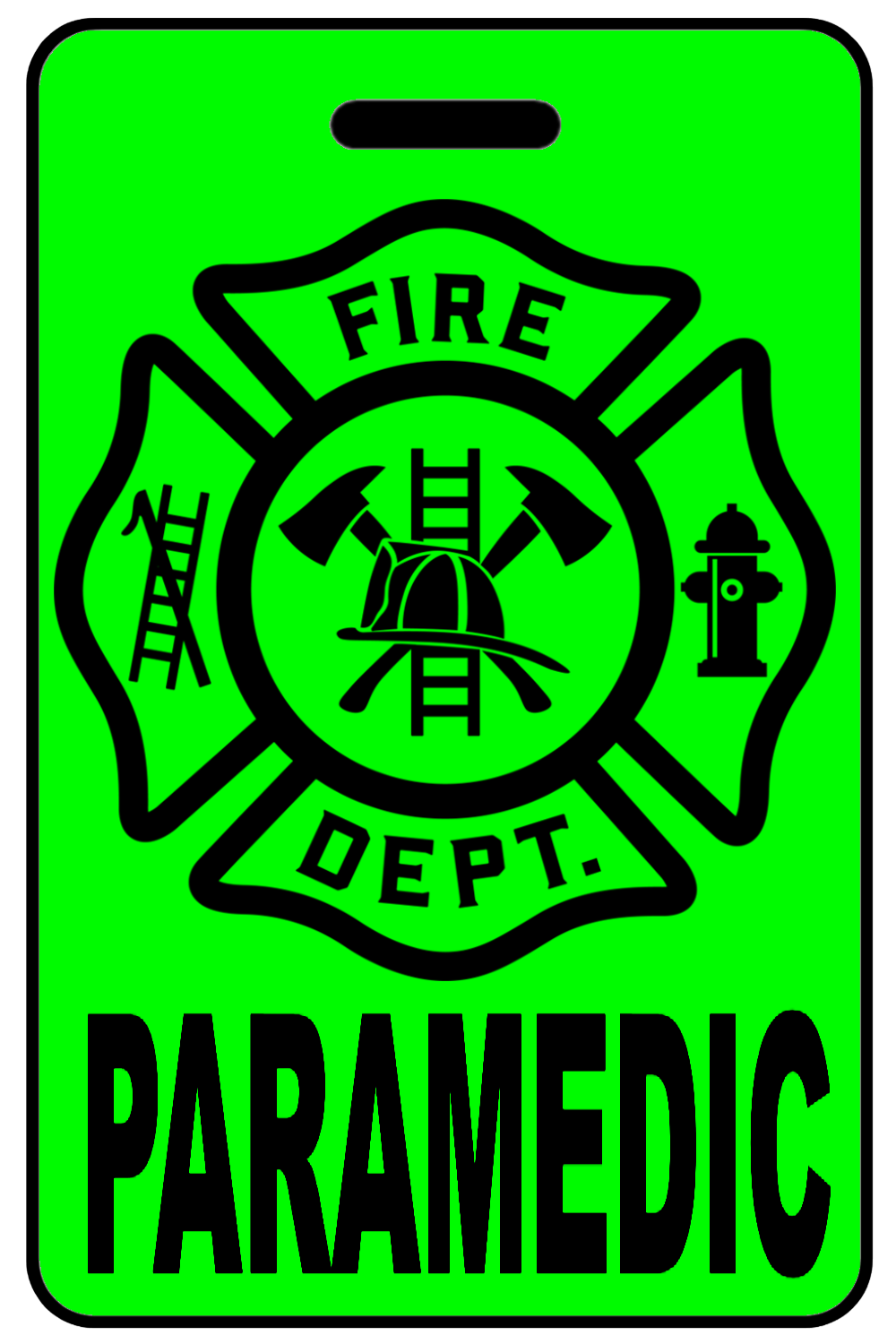 Hi-Viz Paramedic with Firefighter Cross, Tag Color: Hi-Viz Green