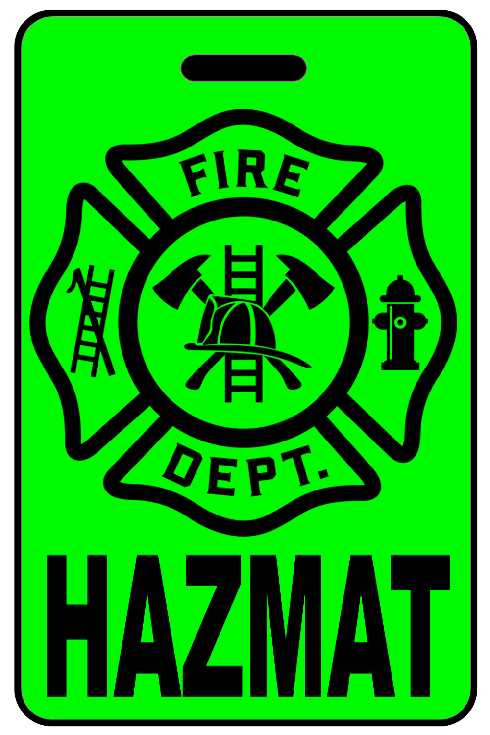 Hi-Viz HAZMAT with Firefighter Cross, Tag Color: Hi-Viz Green