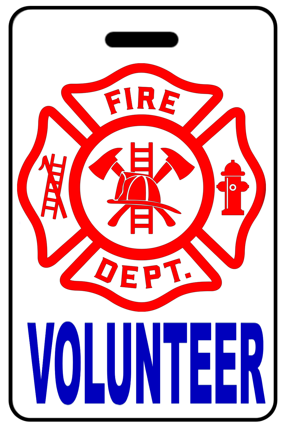 Volunteer with Firefighter Cross, Tag Color: White