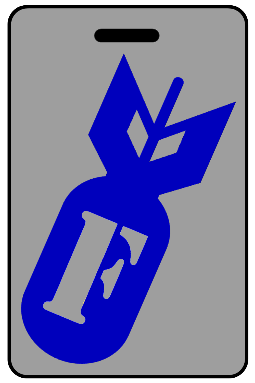 F-Bomb with Blue Logo, Tag Color: Lo-Viz Gray