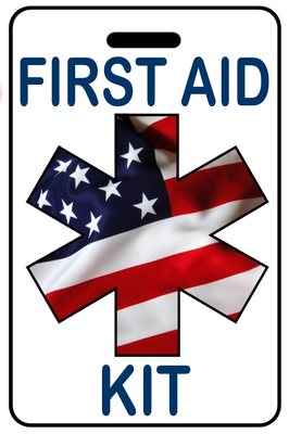 First Aid Kit w/ Patriotic USA Flag Star of Life
