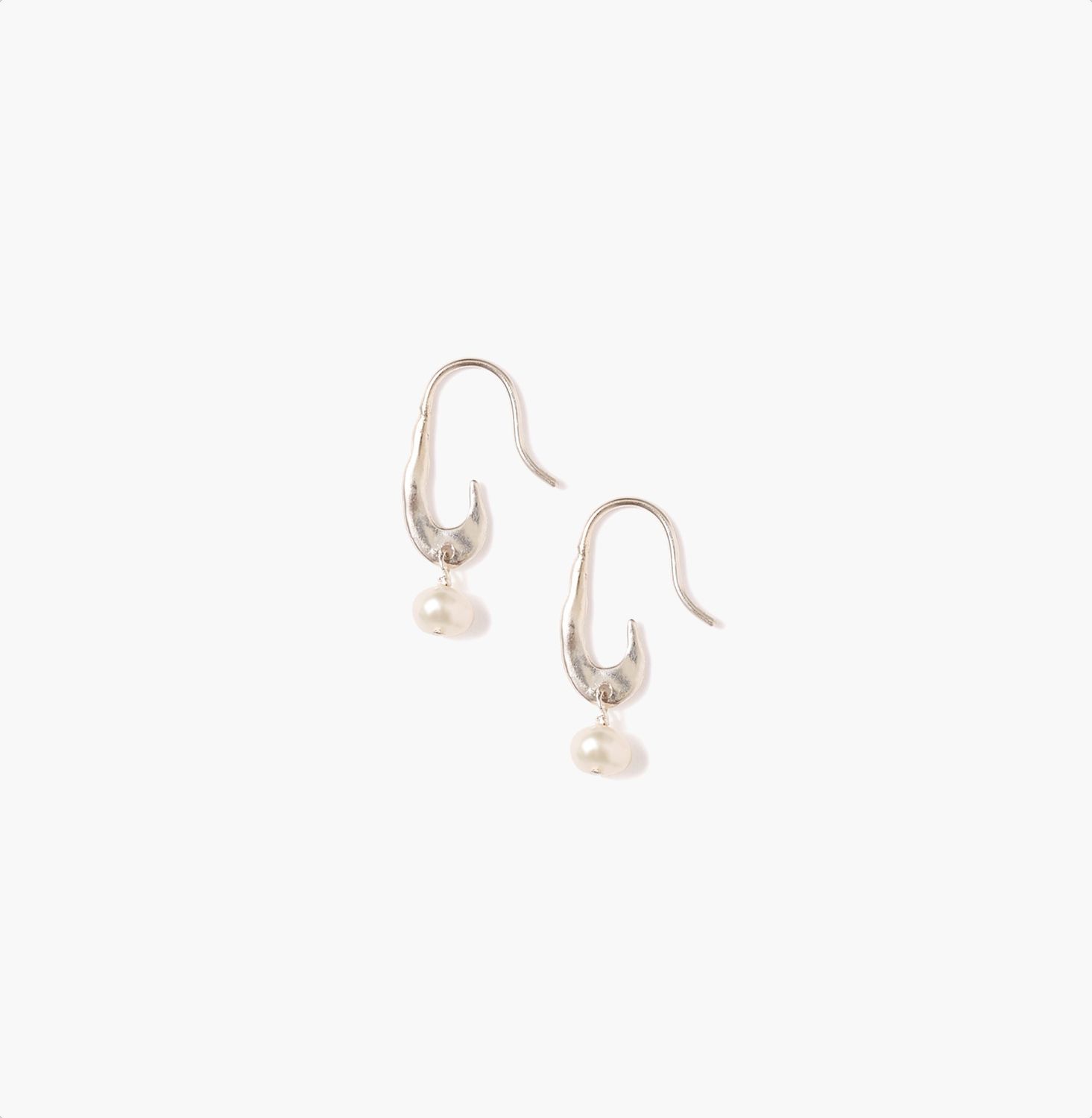Chan Luu Mini Gala Crescent White Pearl Earrings (Style 5606)