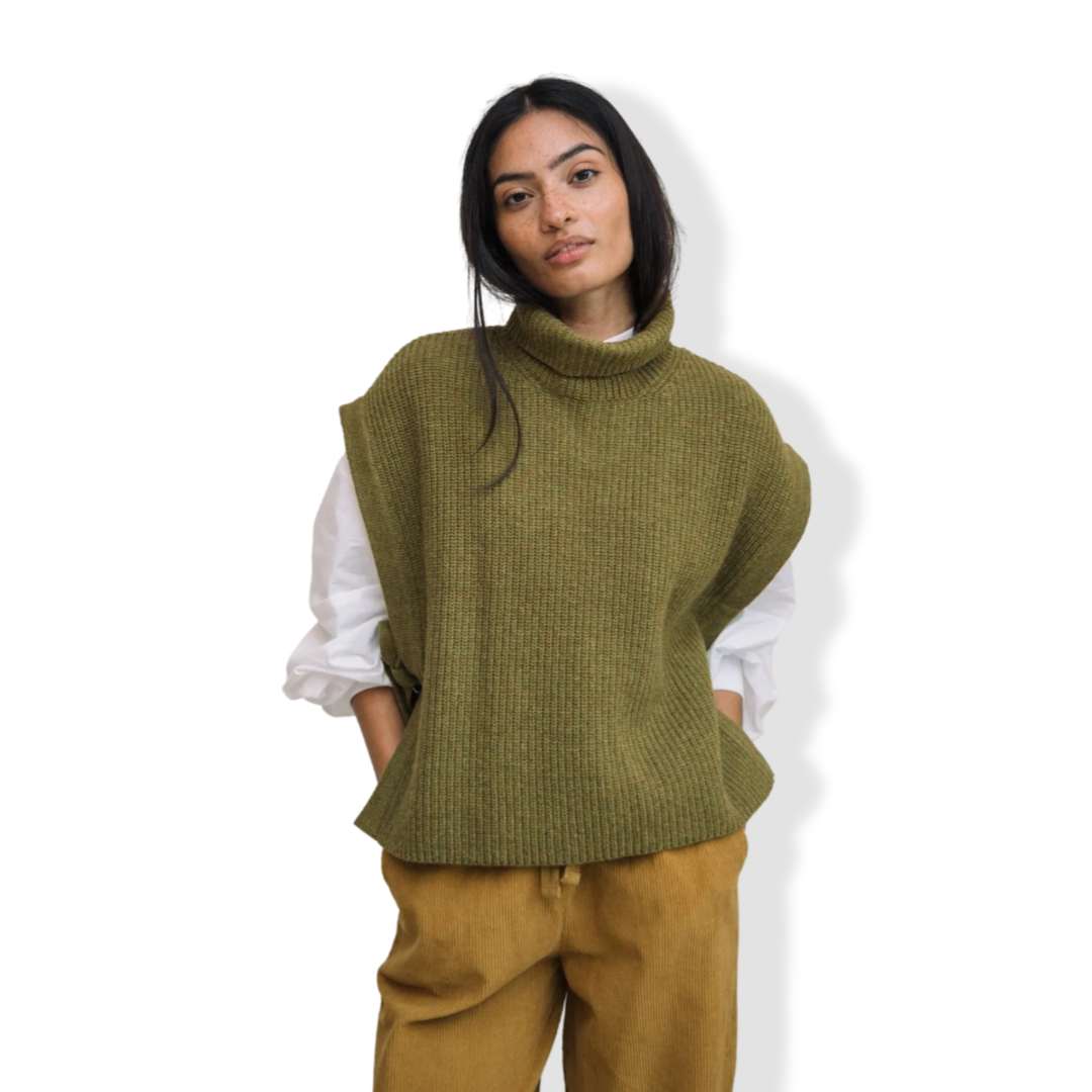 Beaumont Organic Recycled Wool Vest, Color: (Olive,, Size: XS)