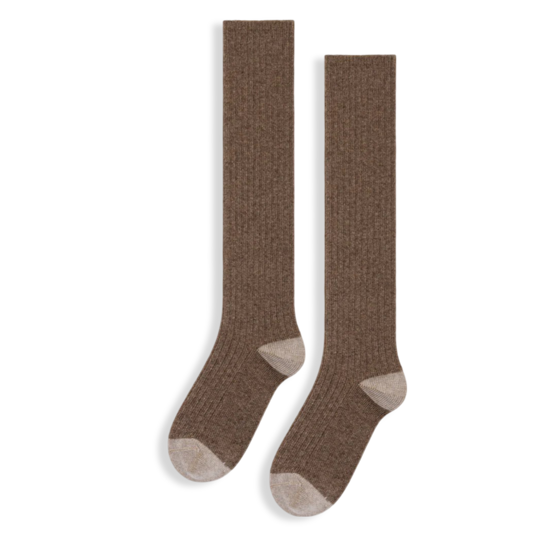 Hansel From Basel Rib Cashmere Knee High Socks, Color: (Llama)