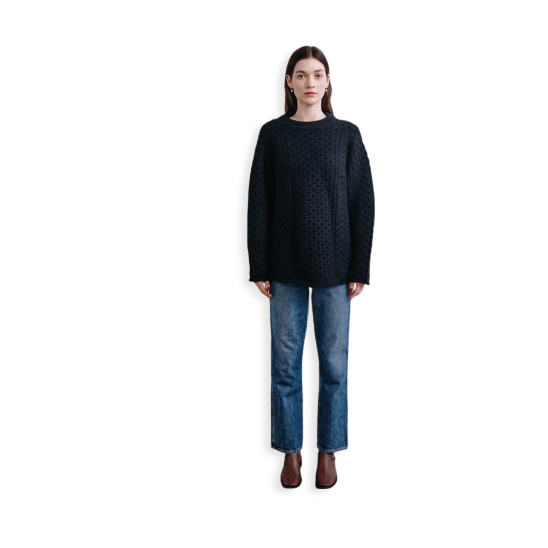 Chan Luu Elin Fisherman Sweater, Color: (Black,, Size: O/S)