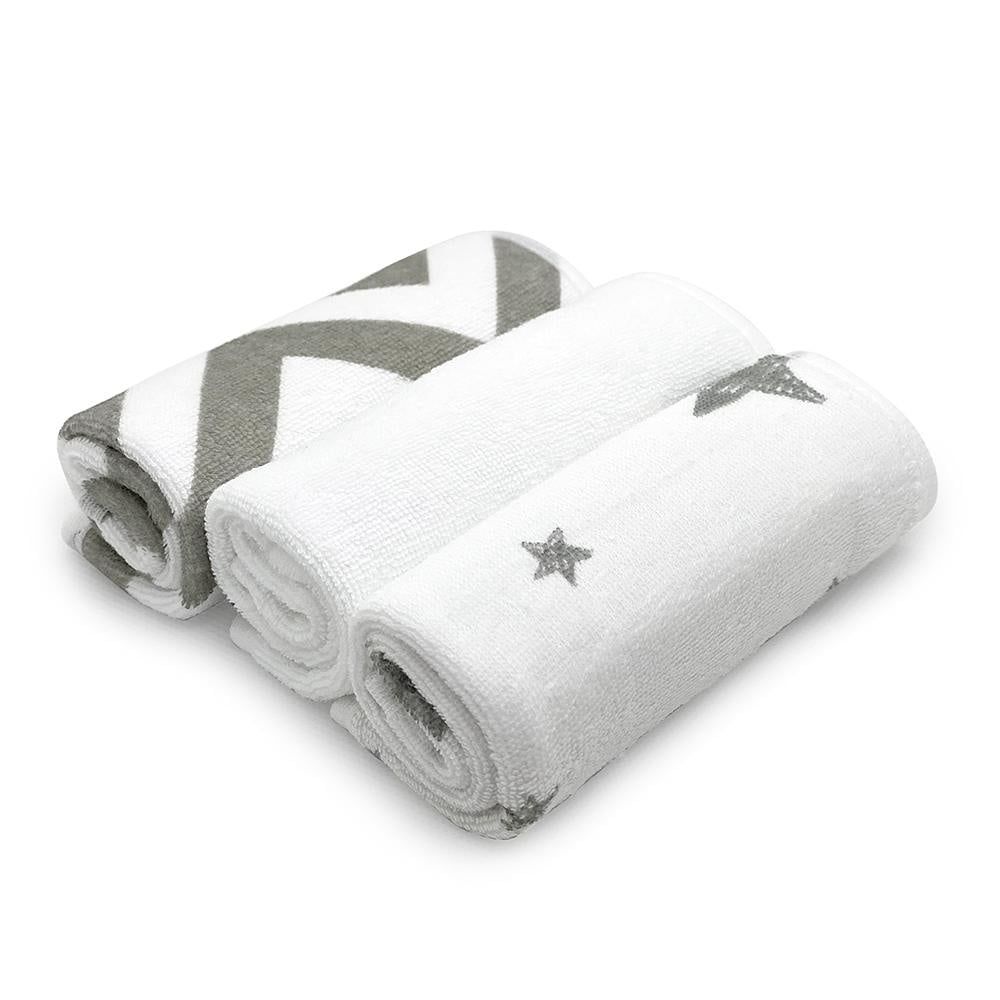 Kushies  3PK Wash Cloths, Color: Grey