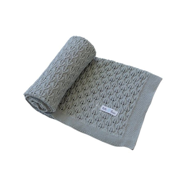 Beba Bean Open Knit Blanket 40&quot;x40&quot;, Color: Grey