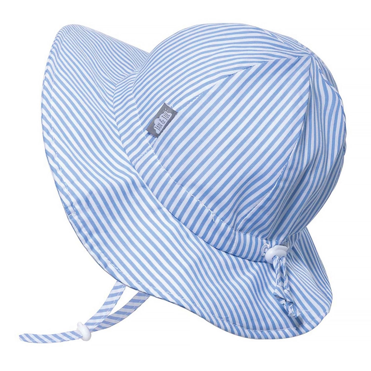 J&amp;J SP24 Cotton Floppy Hat, Color: BlueStripe, Size: S 0-6M