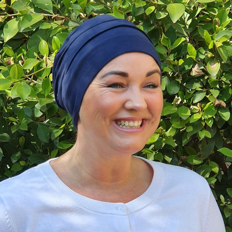 3 Tier Bamboo Chemo Hat – Navy