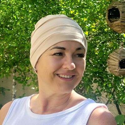 3 Tier Cotton Chemo Hat - Beige